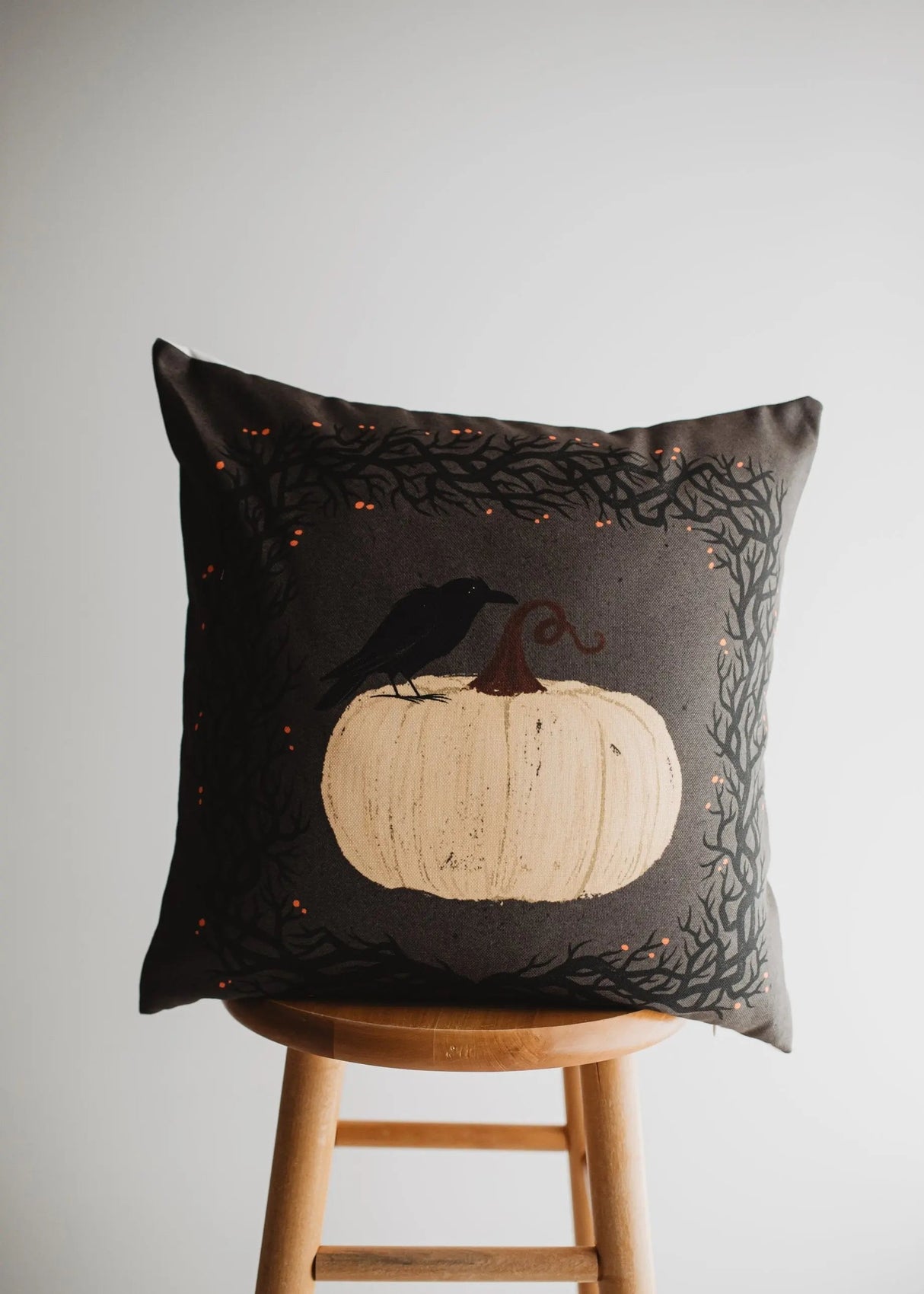 Primitive Dark Crow Pumpkin Pillow Cover |  Thanksgiving Décor | Farmhouse Pillows | Country Decor | Fall Throw Pillows | Cute Throw Pillows by UniikPillows