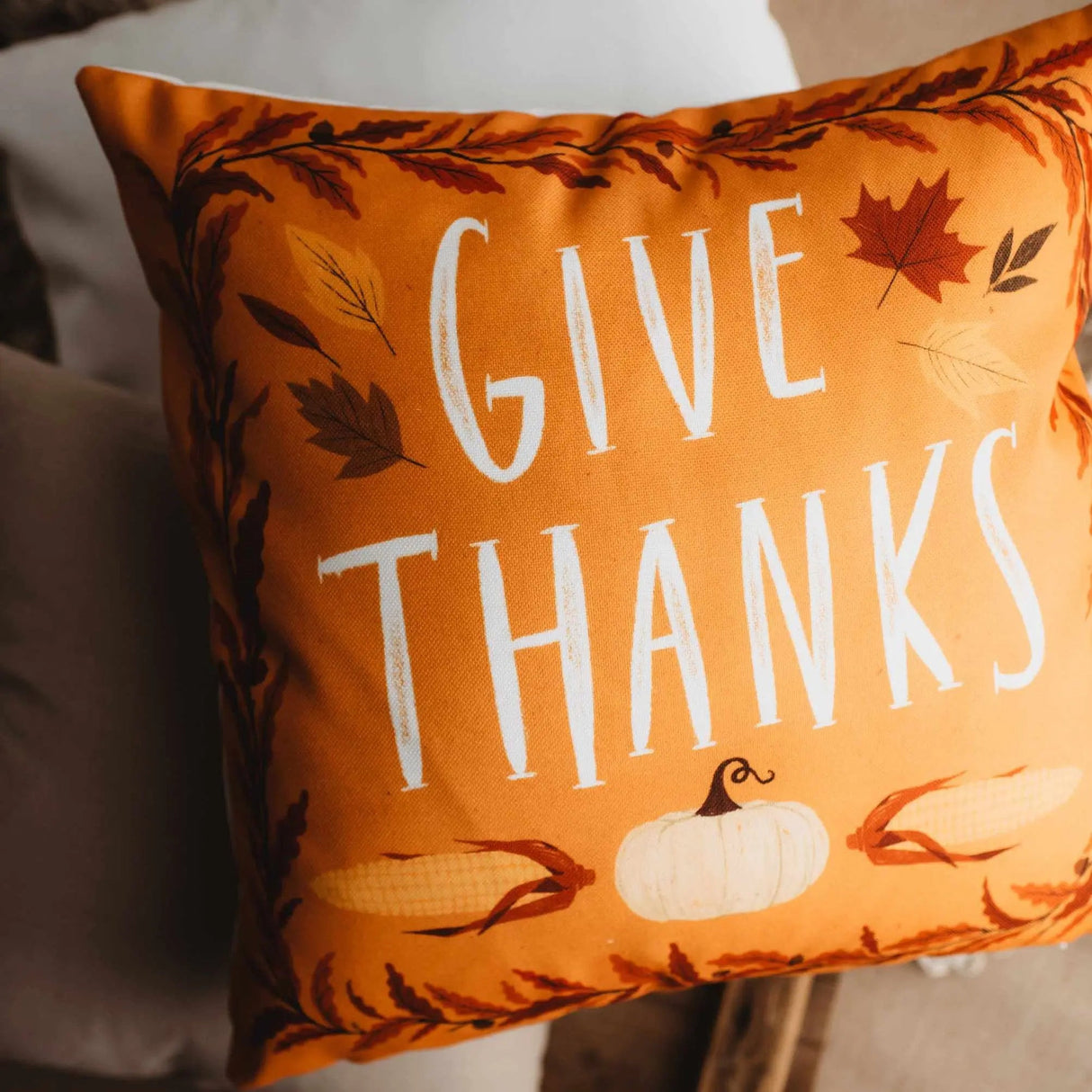 Primitive Give Thanks Pillow Cover |  Thanksgiving decor | Farmhouse Pillows | Country Decor | Fall Throw Pillows | Cute Throw Pillow | Gift by UniikPillows