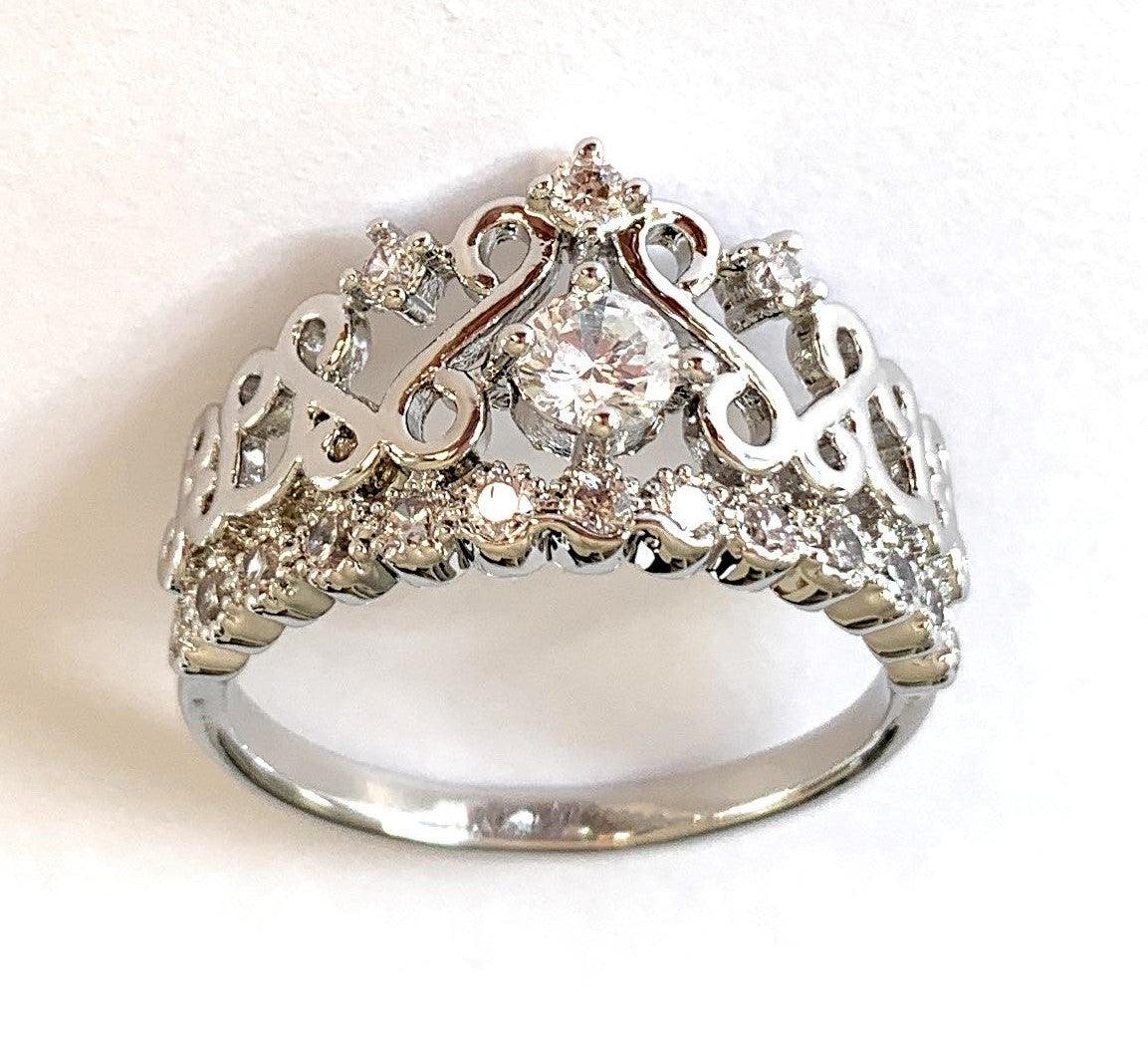 Princess Crown Ring with Cubic Zirconia Stones by Hollywood Sensation®