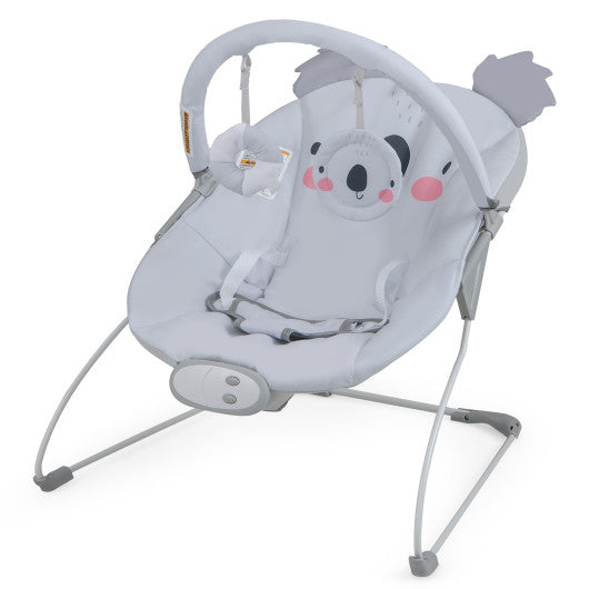 Portable Baby Bouncer Infant Rocker Seat with Detachable Toy Bar-Gray