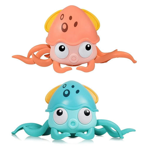 Rechargeable Baby Crawling Octopus Toy with Music LED Lighting Children Electric Moving Walking Kid Toy Obstacle Avoidance Function Suit for Kids Over - Pink