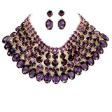 Crystal Glass Bib Statement Necklace Earring Set by Madeline Love