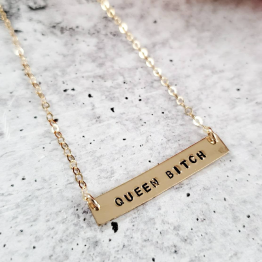 QUEEN BITCH Bar Necklace by Salt and Sparkle