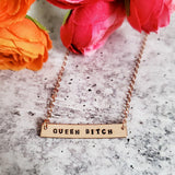 QUEEN BITCH Bar Necklace by Salt and Sparkle