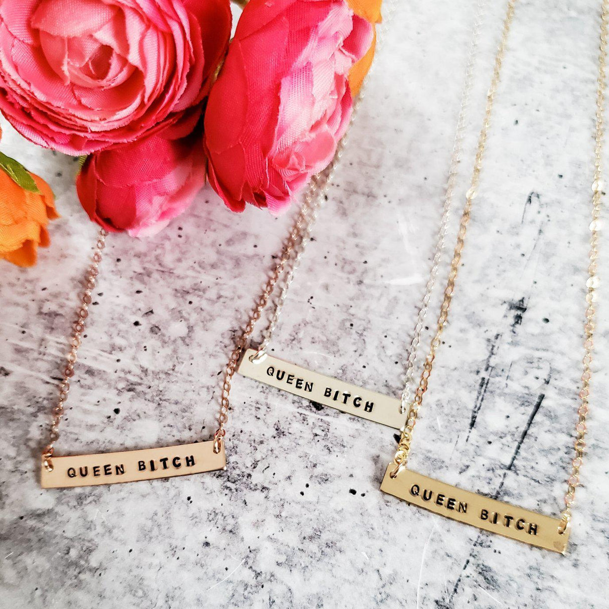 QUEEN BITCH Bar Necklace by Salt and Sparkle