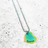 QUEER Rainbow Heart Necklace by Salt and Sparkle