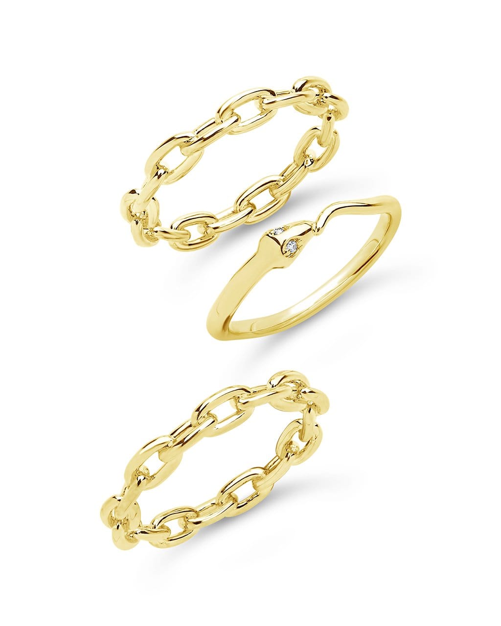 Chain & Snake Stacking Ring Set by Sterling Forever