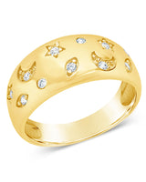 CZ Star and Crescent Bezel Dome Band Ring by Sterling Forever