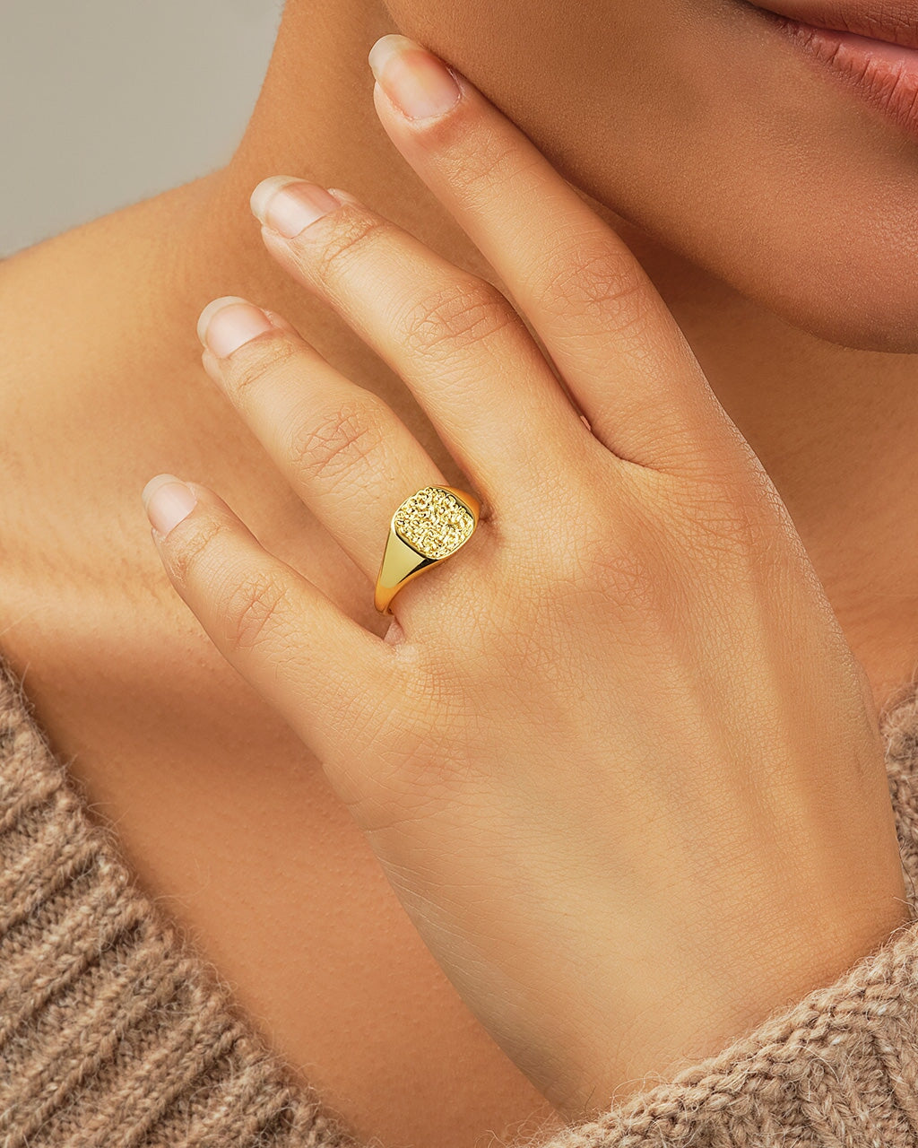 Hammered Square Signet Ring by Sterling Forever