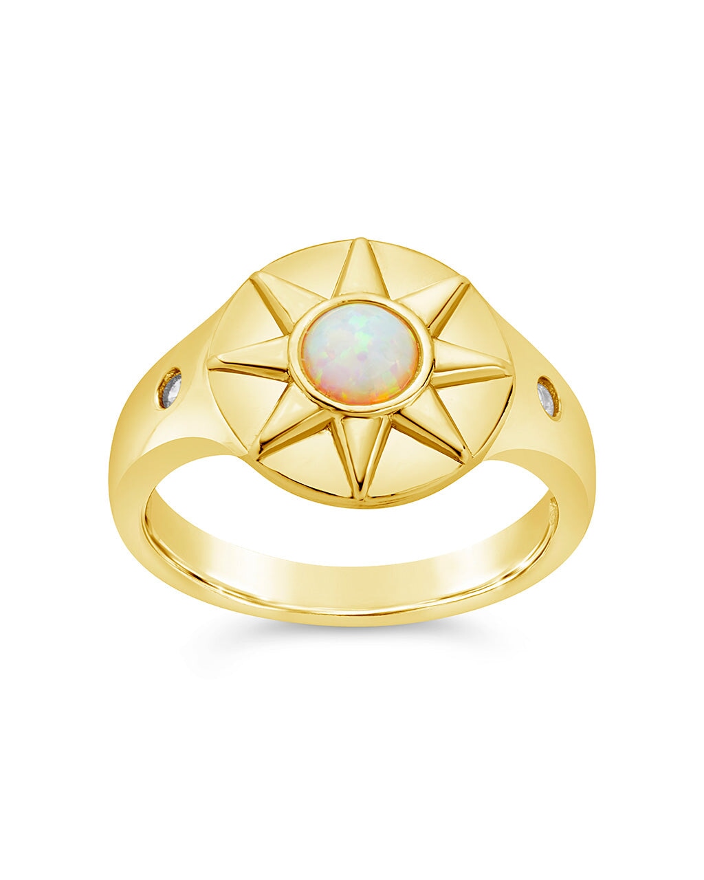 Sunni Opal & CZ Signet Ring by Sterling Forever