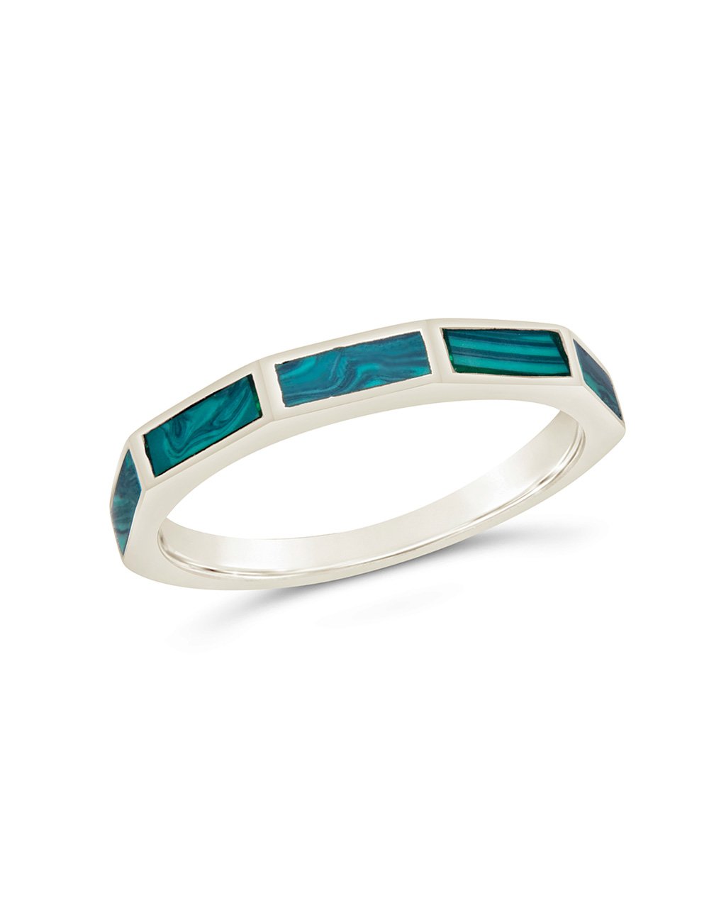 Malachite Baguette Eternity Band Ring by Sterling Forever