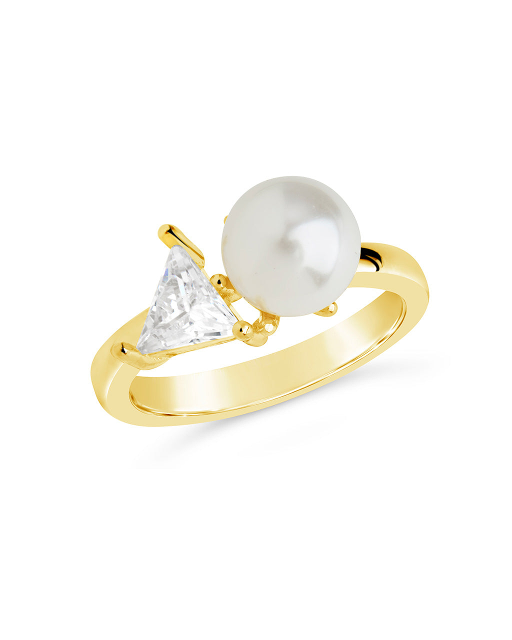 Dara CZ & Pearl Toi et Moi Ring by Sterling Forever