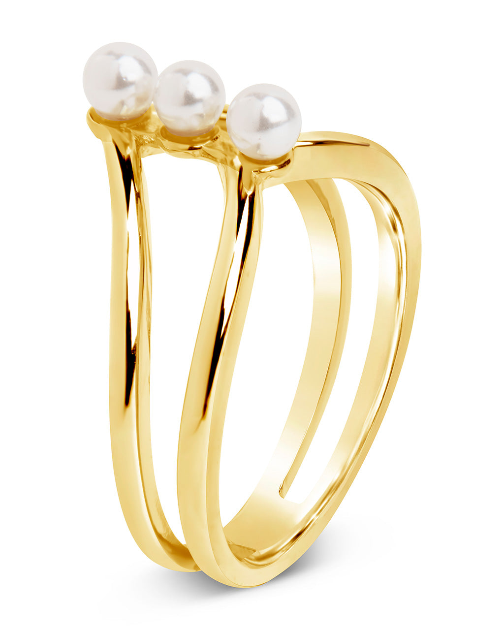 Sterling Silver Triple Pearl Stack Ring by Sterling Forever