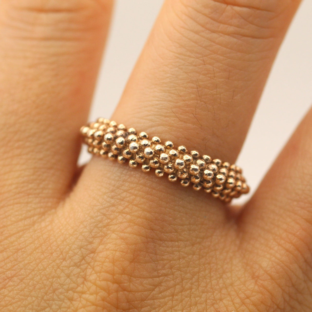 Sterling Silver Handmade Gold Ball Texture Ring by VicStoneNYC Fine Jewelry