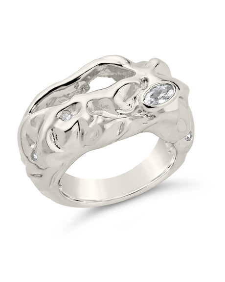 Sasha CZ & Molten Metal Band Ring by Sterling Forever