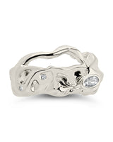 Sasha CZ & Molten Metal Band Ring by Sterling Forever