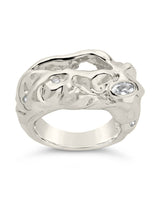 Sasha CZ & Molten Metal Band Ring by Sterling Forever