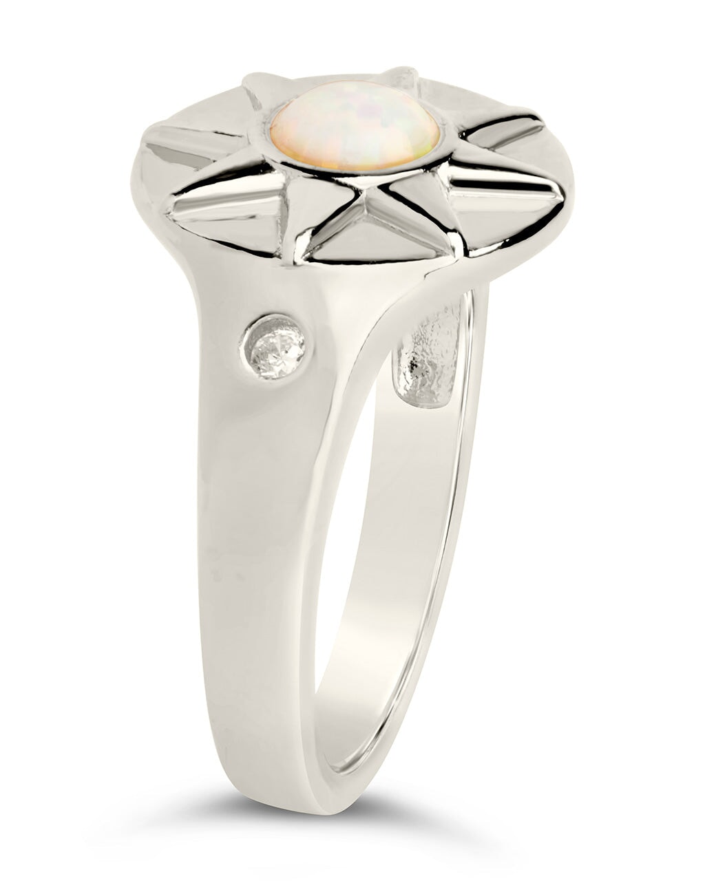 Sunni Opal & CZ Signet Ring by Sterling Forever