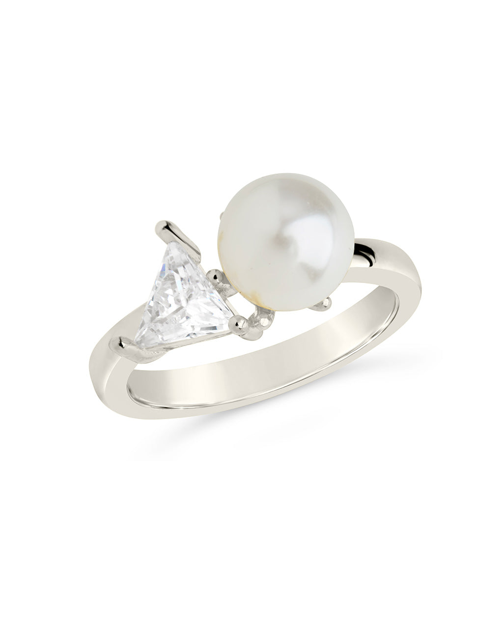 Dara CZ & Pearl Toi et Moi Ring by Sterling Forever