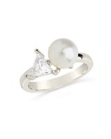 Dara CZ & Pearl Toi et Moi Ring by Sterling Forever