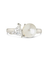 Dara CZ & Pearl Toi et Moi Ring by Sterling Forever