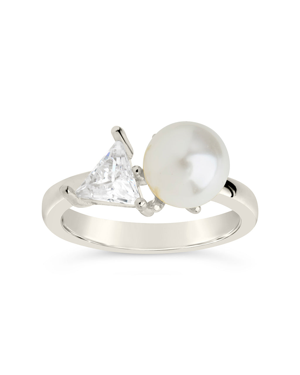 Dara CZ & Pearl Toi et Moi Ring by Sterling Forever