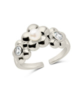 June CZ & Pearl Blossom Open Band Ring by Sterling Forever