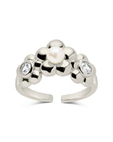 June CZ & Pearl Blossom Open Band Ring by Sterling Forever