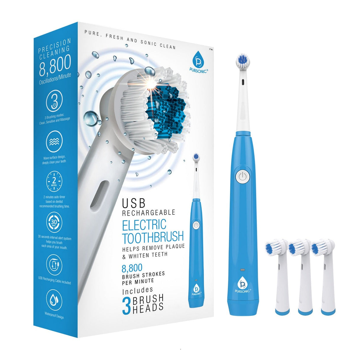 USB Rechargeable Rotary Toothbrush by Pursonic