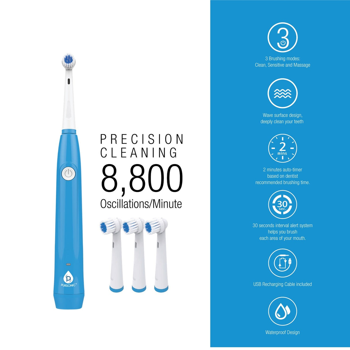 USB Rechargeable Rotary Toothbrush by Pursonic