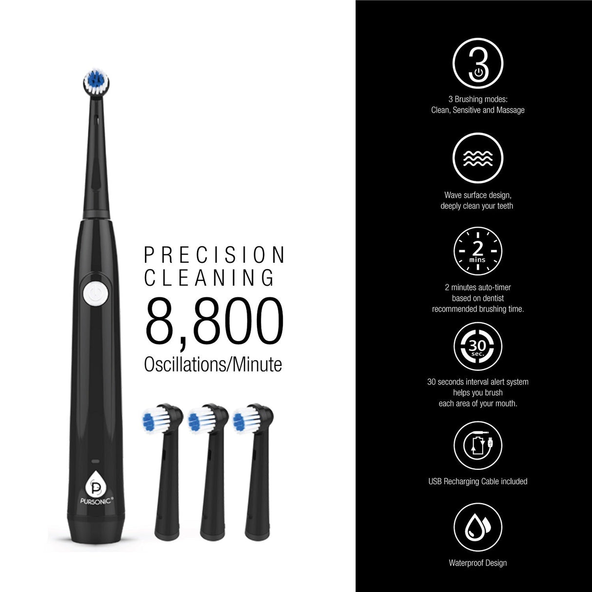 USB Rechargeable Rotary Toothbrush by Pursonic