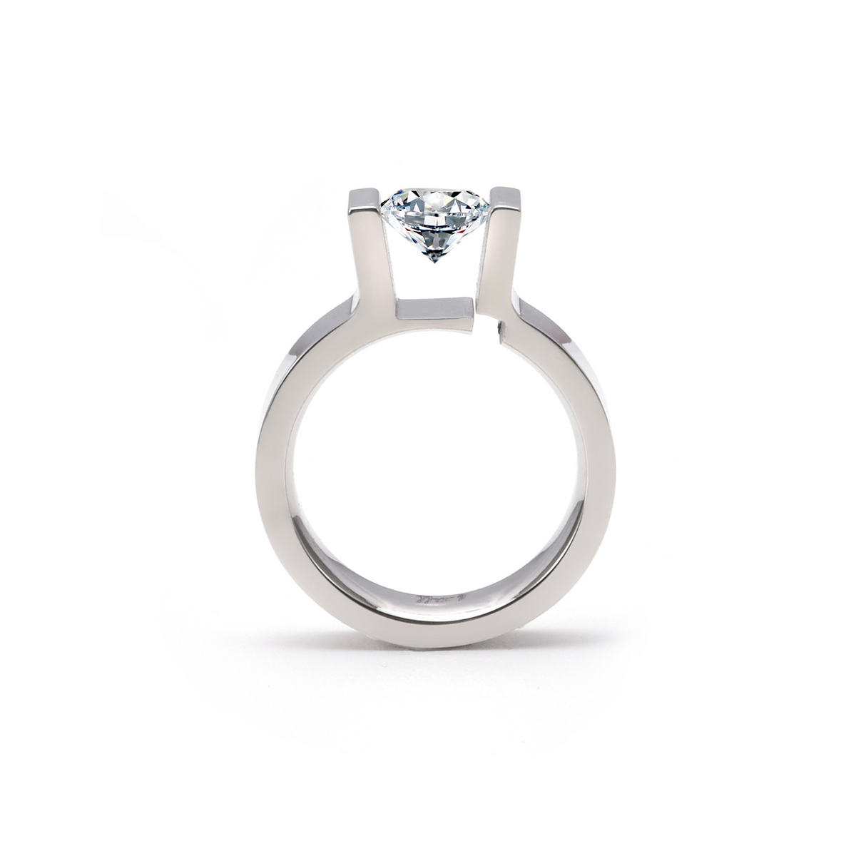 RG074W B.Tiff Tension 1 ct Round Solitaire Engagement Ring by B.Tiff New York