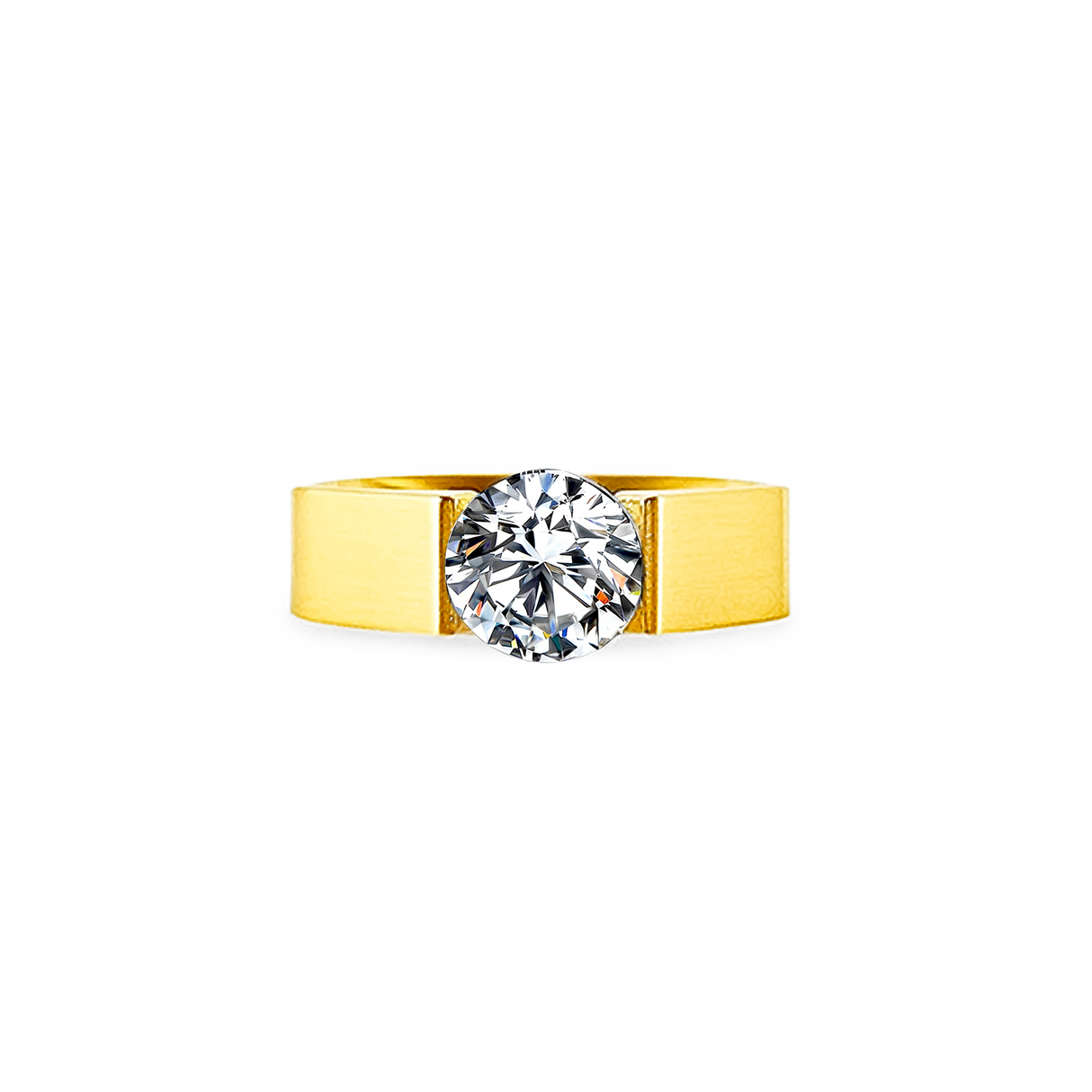 RG093MG B.Tiff 2 ct Moissanite Round Gold Solitaire Engagement Ring by B.Tiff New York