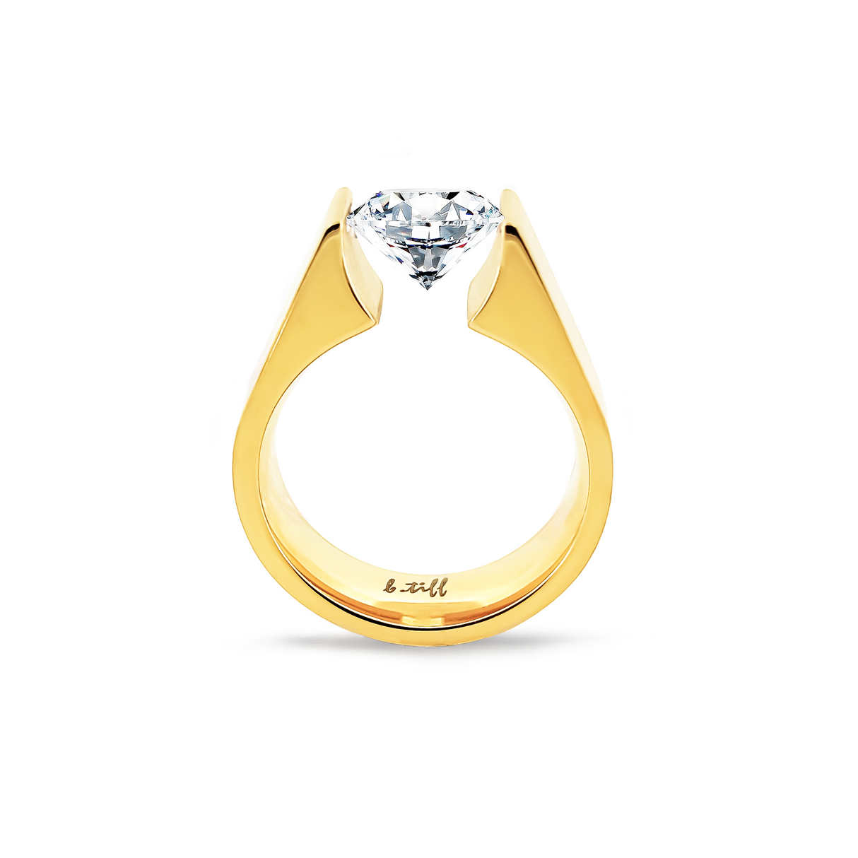 RG093G B.Tiff Gold 2 ct Round Solitaire Engagement Ring by B.Tiff New York