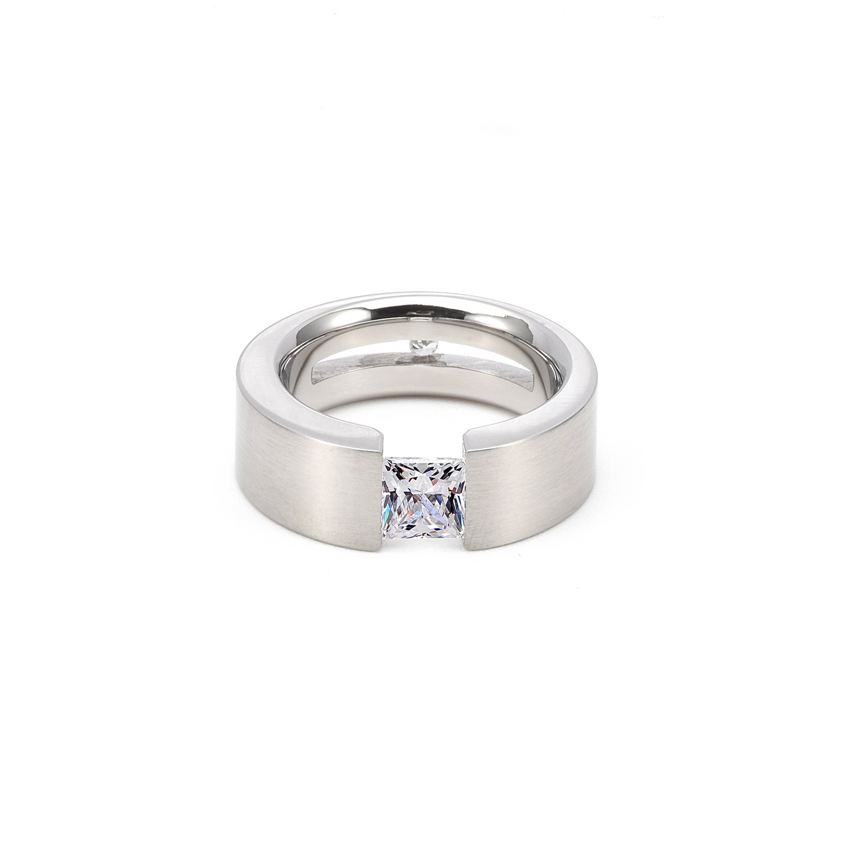 RG094W B.Tiff Tension 1 ct Princess Cut Solitaire Ring by B.Tiff New York