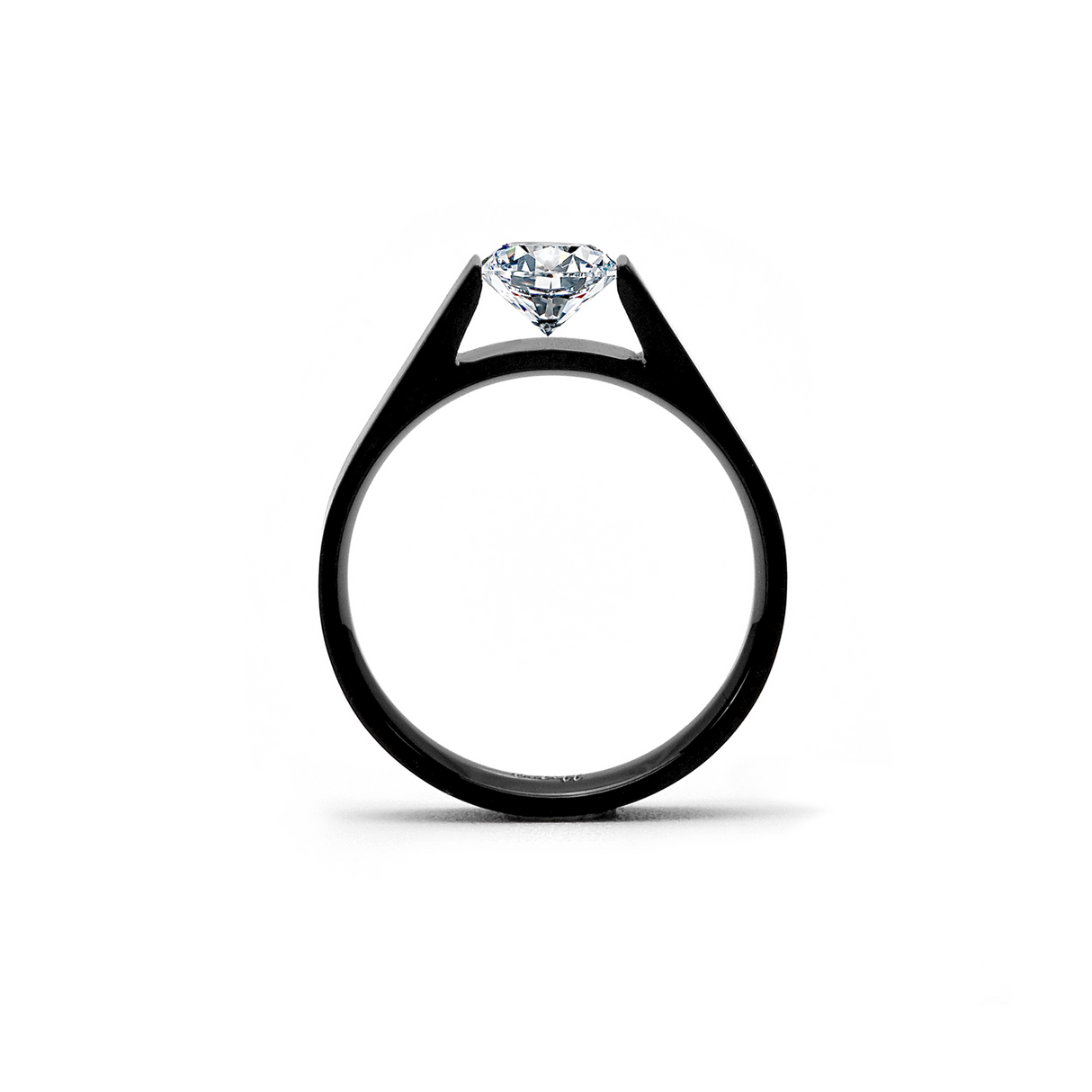 RG096B B.Tiff Tension Black .75 ct Round Solitaire Engagement Ring by B.Tiff New York