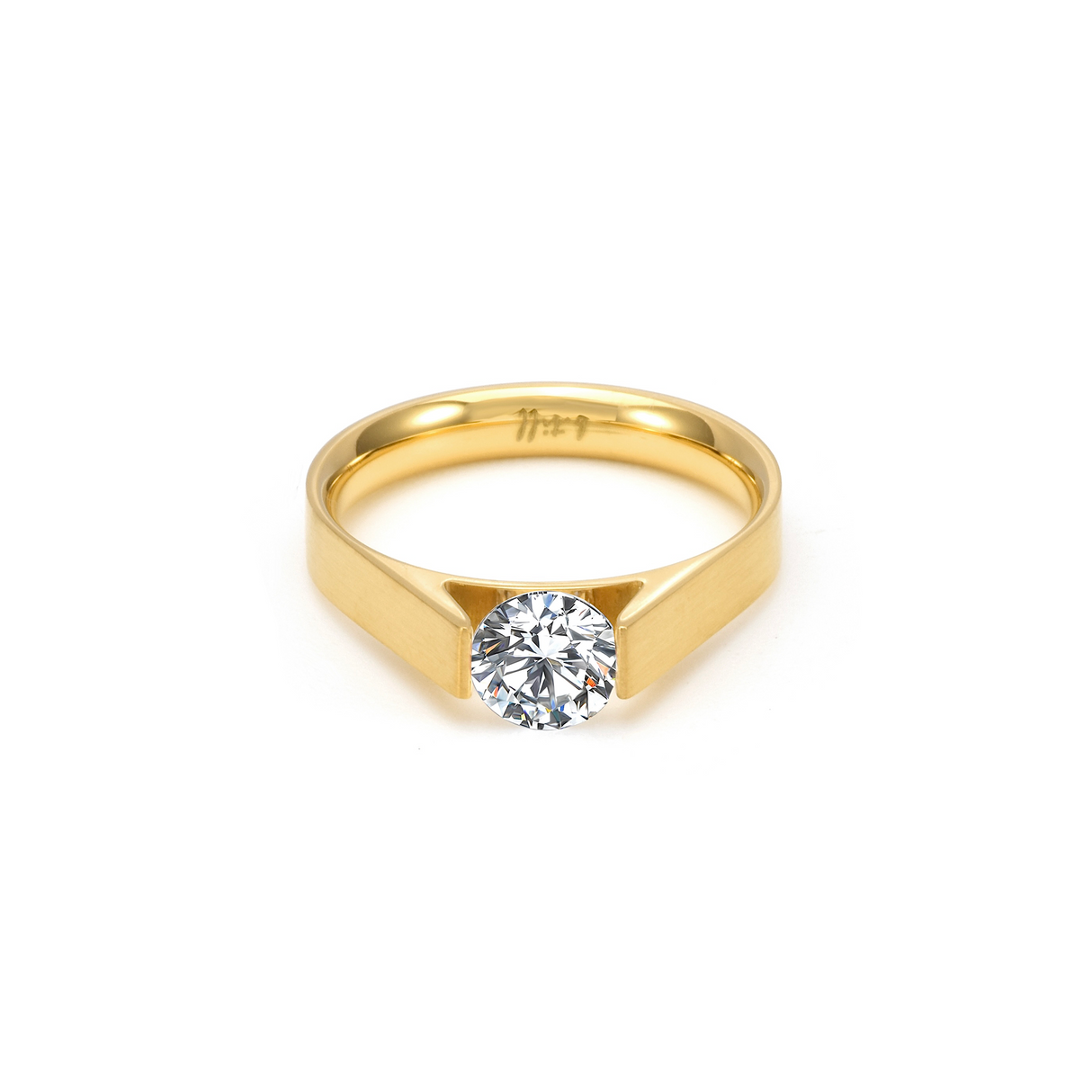 RG096G B.Tiff Gold Tension .75 ct Round Solitaire Engagement Ring by B.Tiff New York