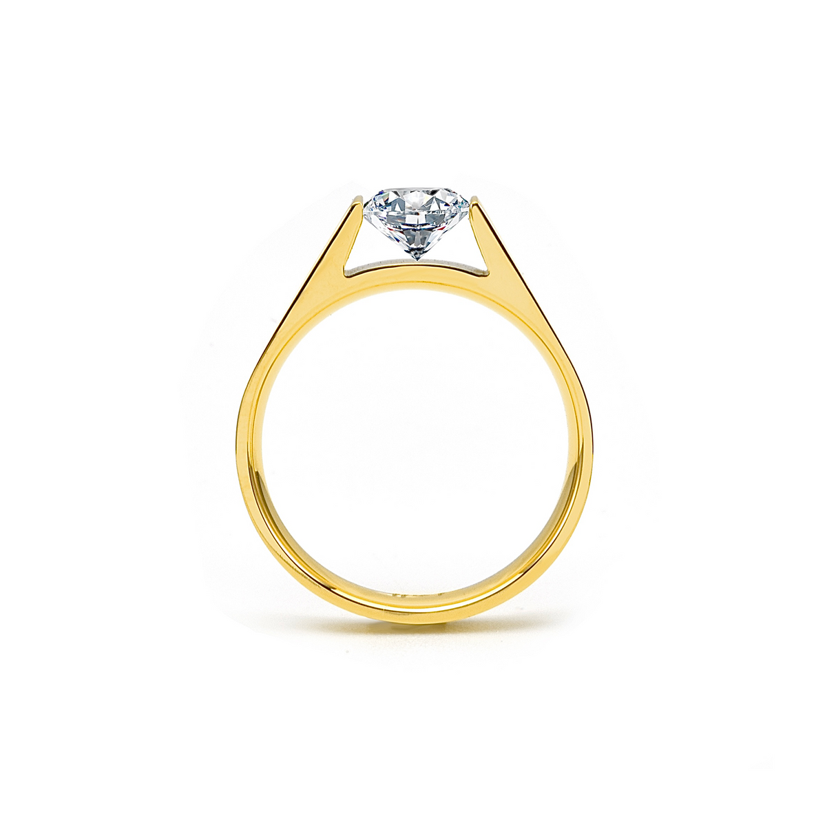 RG096G B.Tiff Gold Tension .75 ct Round Solitaire Engagement Ring by B.Tiff New York