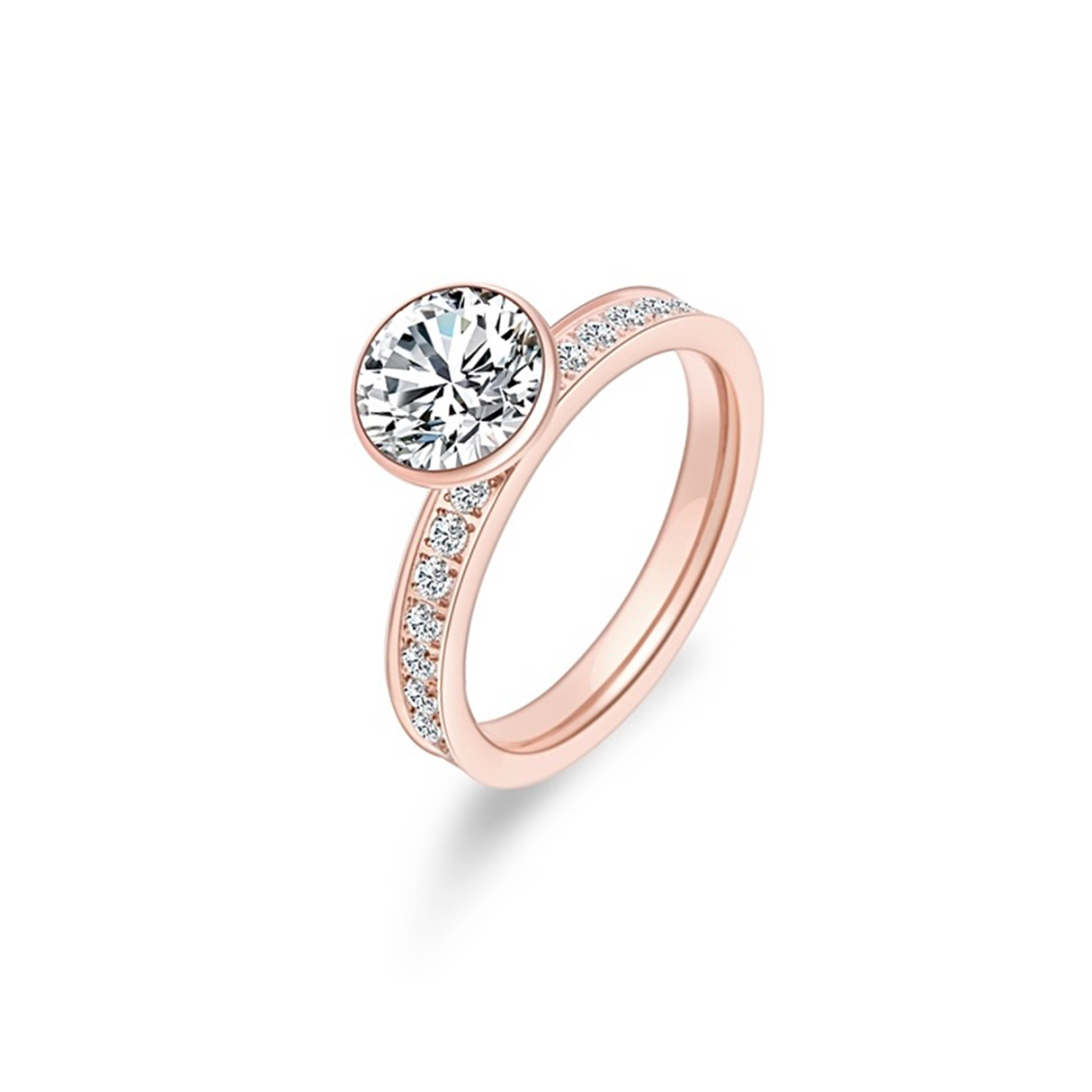 RG112RG B.Tiff Rose Gold 2 ct Solitaire Pave Engagement Ring [Thin Band] by B.Tiff New York