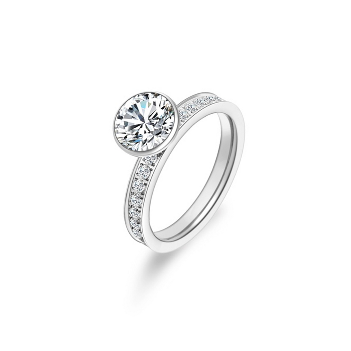 RG112W B.Tiff 2 ct Solitaire Pave Engagement Ring [Thin Band] by B.Tiff New York