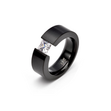 RG114B B.Tiff 1 ct Princess Cut Black Solitaire Ring [Wide Band] by B.Tiff New York