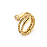 RG115G B.Tiff Gold Pavé Pointe Cable Adjustable Ring by B.Tiff New York