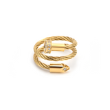 RG115G B.Tiff Gold Pavé Pointe Cable Adjustable Ring by B.Tiff New York