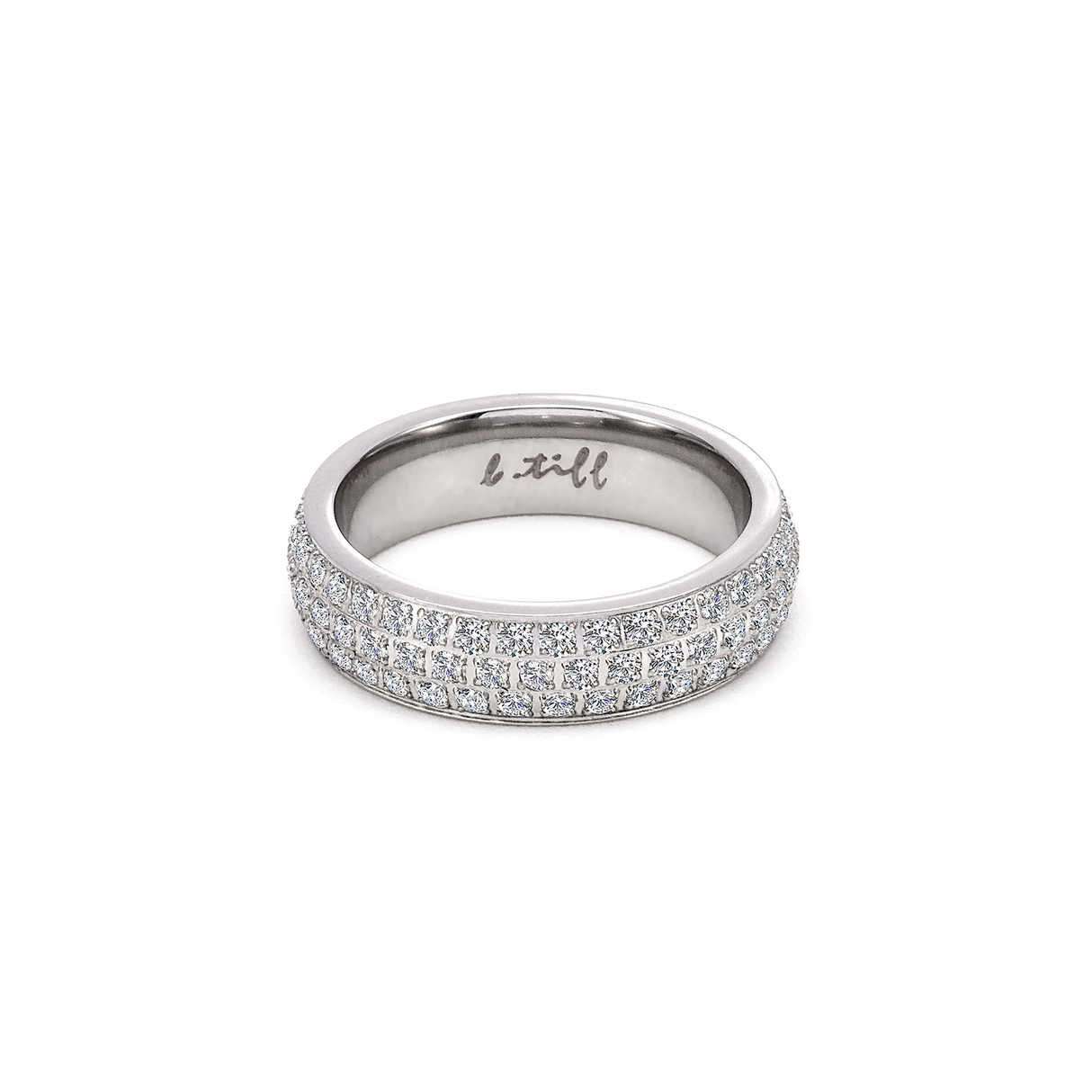 B.Tiff Aŭreolo II 1 ct Cushion Cut Halo Engagement Ring & Three-Row Eternity Band Set by B.Tiff New York