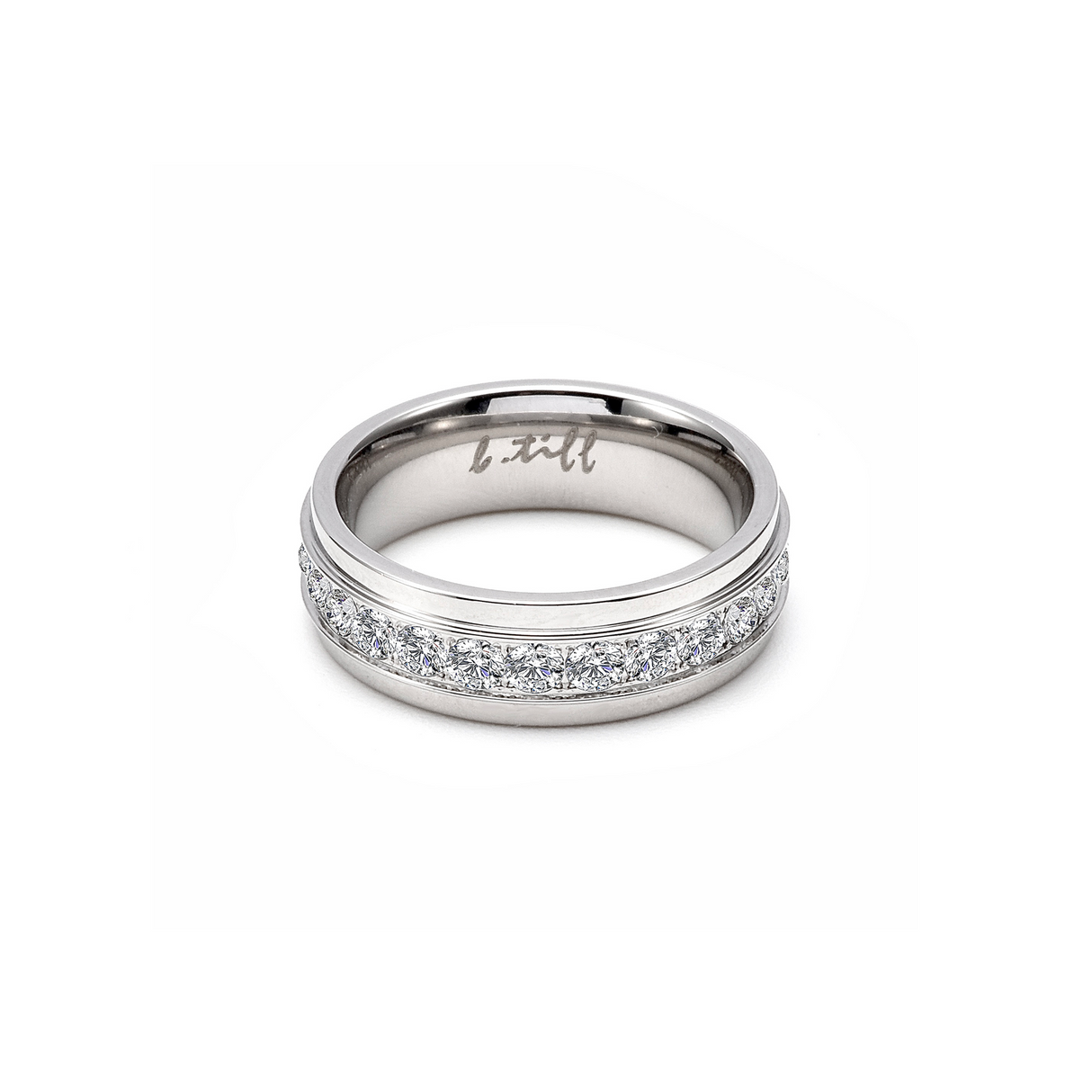 RG150W B.Tiff .02 ct Center Row Wide Eternity Ring by B.Tiff New York