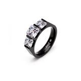 RG203B B.Tiff Black 3-Stone Cushion Cut Engagement Ring by B.Tiff New York