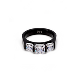 RG203B B.Tiff Black 3-Stone Cushion Cut Engagement Ring by B.Tiff New York