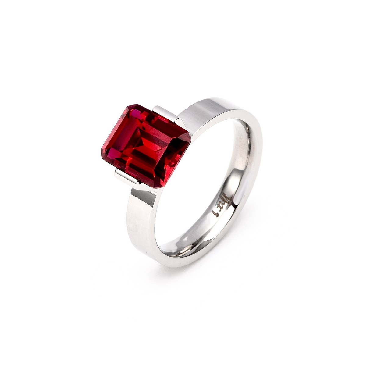 RG210R B.Tiff 3 ct Red Emerald Cut Engagement Ring by B.Tiff New York