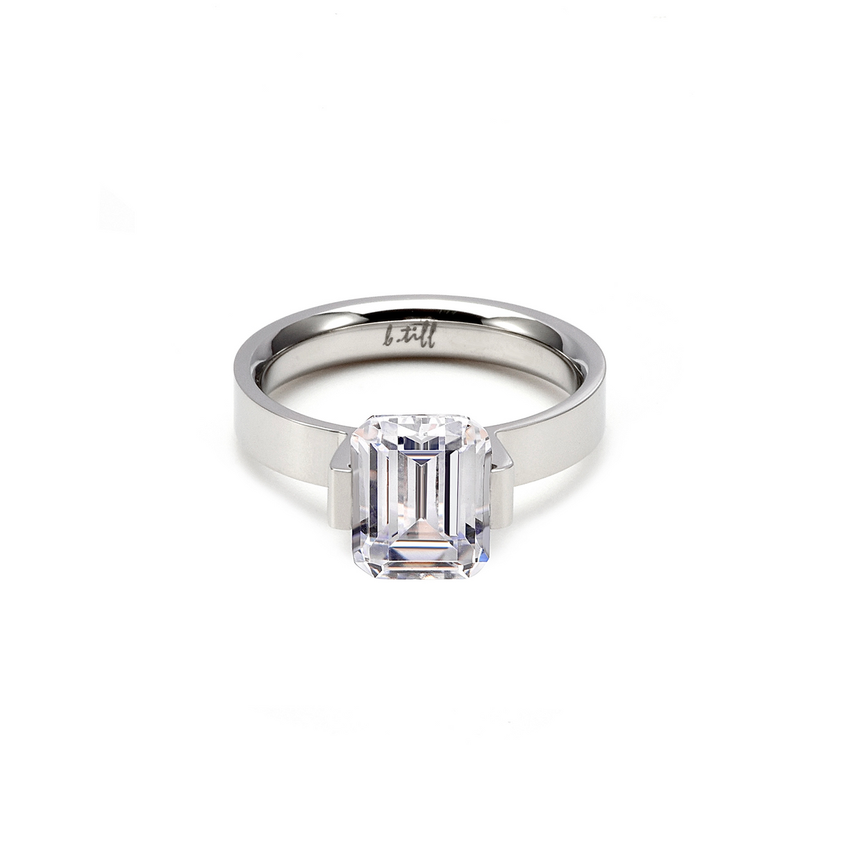 RG210W B.Tiff 3 ct Emerald Cut Engagement Ring by B.Tiff New York