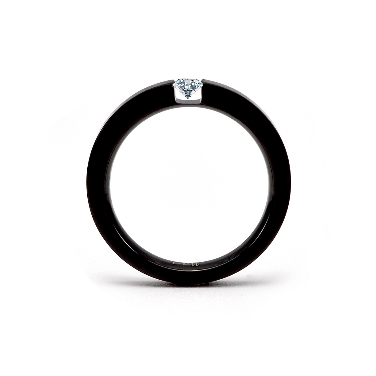 RG301B B.Tiff .12 ct Princess Cut Black Solitaire Ring [Thin Band] by B.Tiff New York